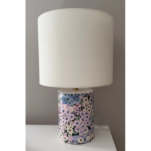 KATE SPADE Floral Water Color Cylinder Ceramic Table Lamp RETIRED Daisy - Picture 1 of 4